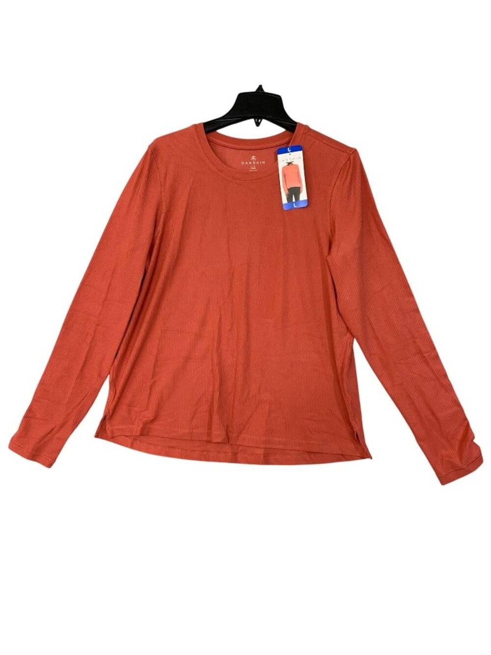 NWT Danskin Ultimate Women's L Red Rib Long Sleeve Knit Top